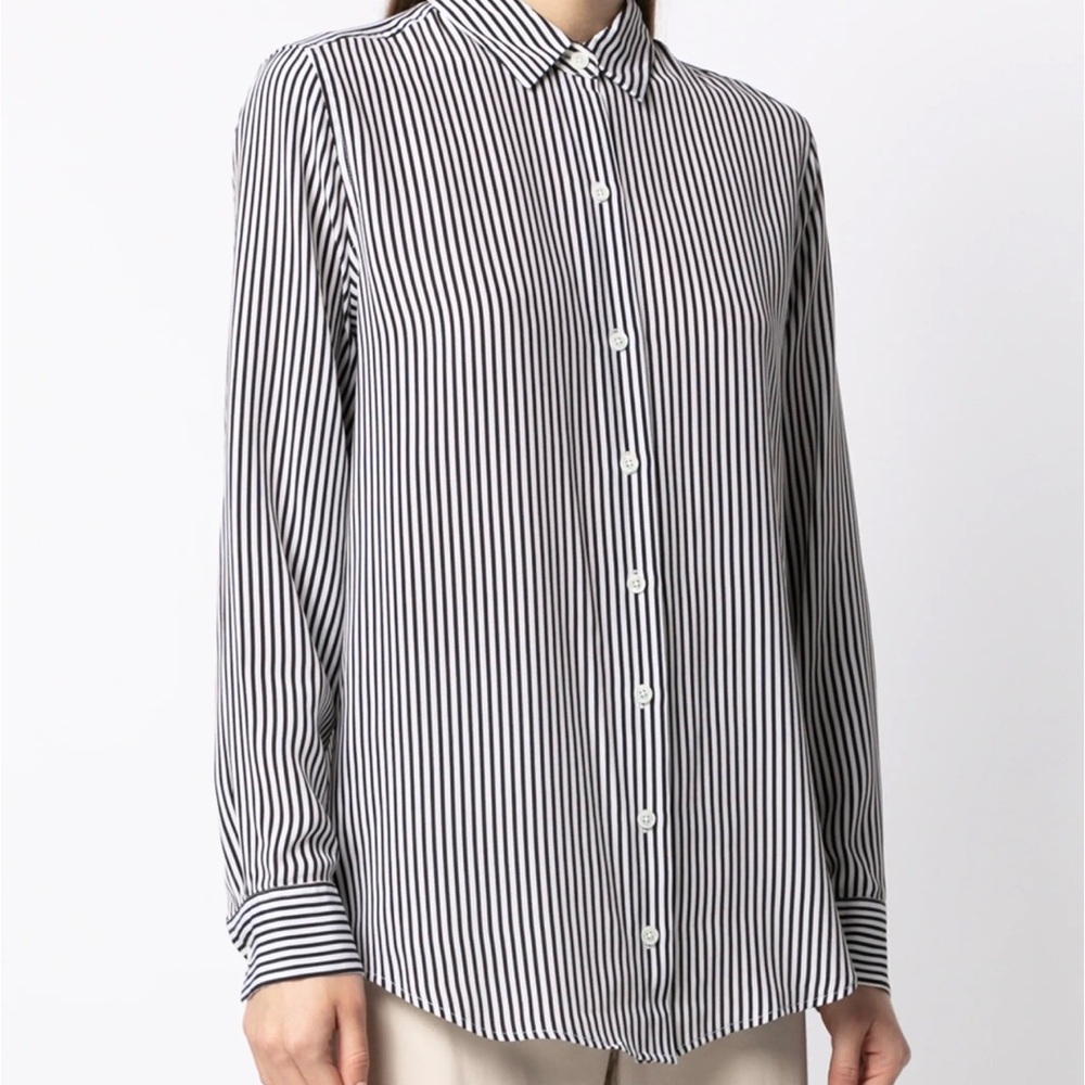 Equipment Black and White Striped Men's Shirt
